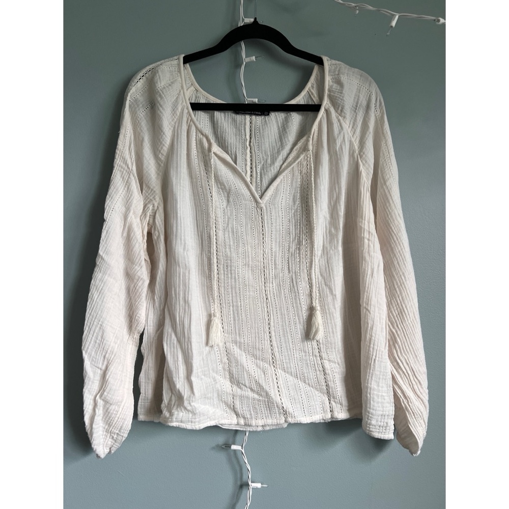 Abercrombie & Fitch Ivory Textured Blouse